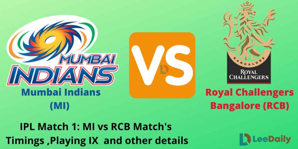 MI vs RCB, IPL Match 1: MI vs RCB 2021