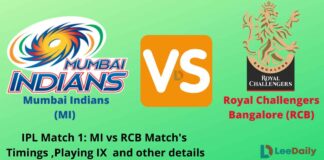 MI vs RCB, IPL Match 1: MI vs RCB 2021