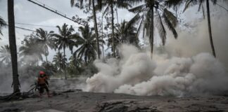 volcano erupts in Indonesia