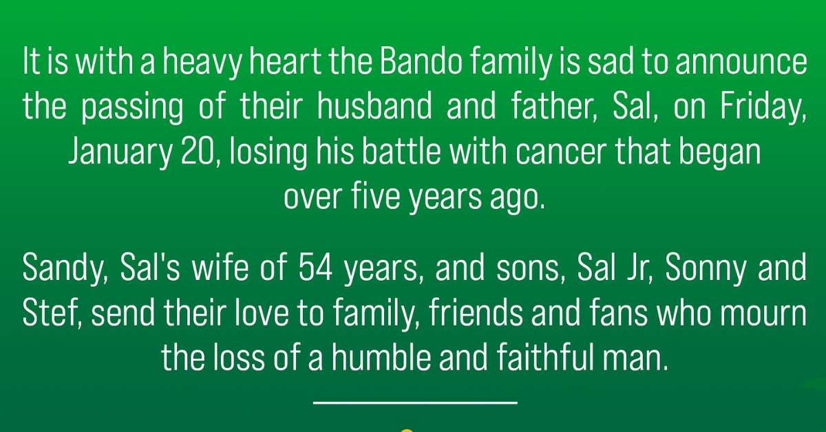 Bando family statement on Sal Bando Death