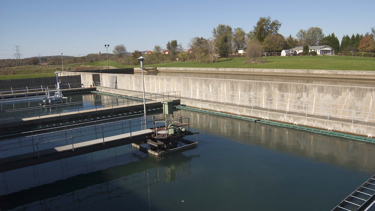 Filtration basins at a drinking water treatment plant